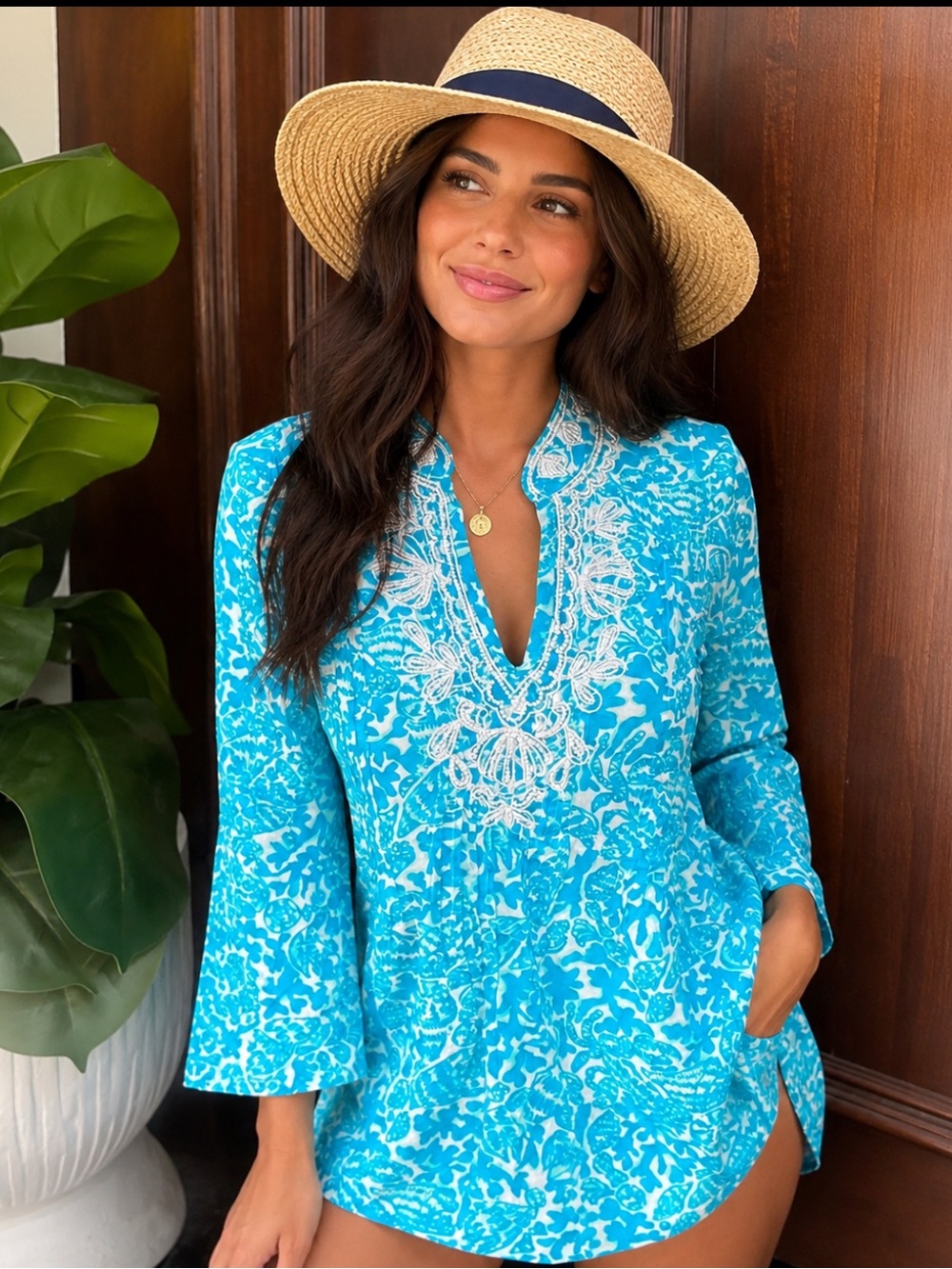 Lilly Pulitizer Blue and White Women's Top